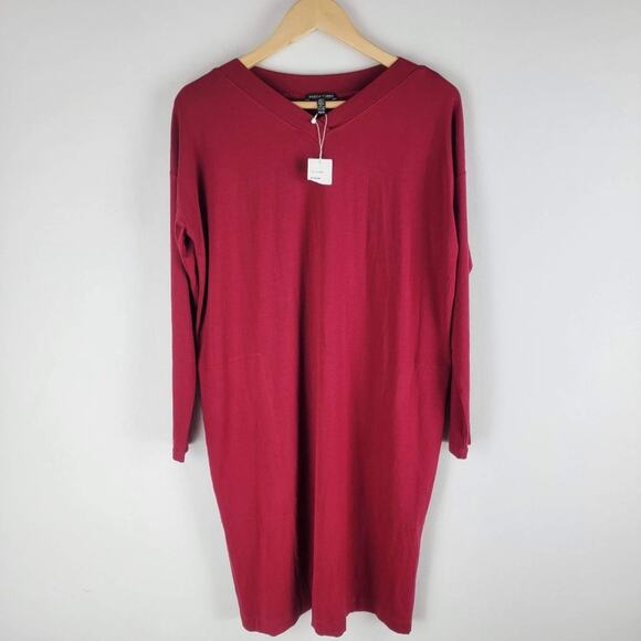 NEW Eileen Fisher viscose jersey dress long sleeve red size XS - Picture 1 of 5